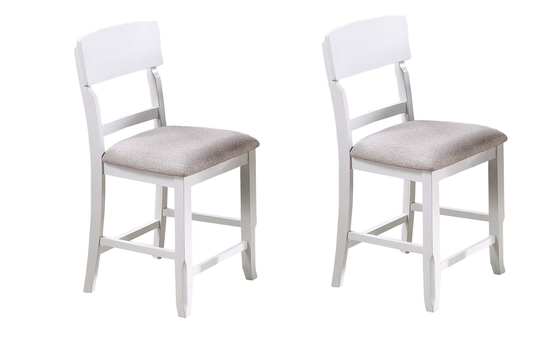 Antique White Color High Chairs Modern Ladder Back design Set of 2pc Counter HT. Dining Chairs Fabric Cushion Seat Wooden Dining Room