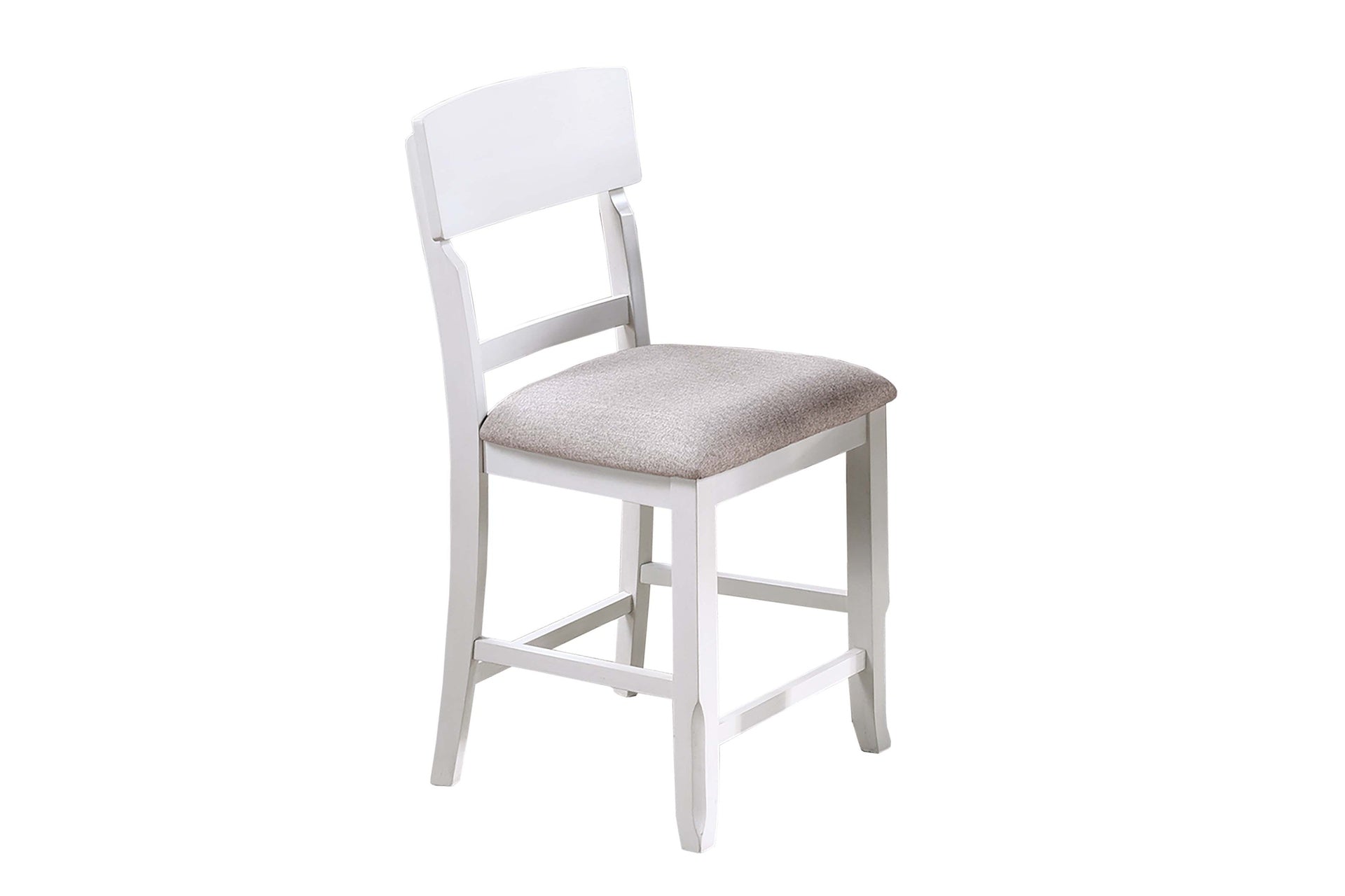 Antique White Color High Chairs Modern Ladder Back design Set of 2pc Counter HT. Dining Chairs Fabric Cushion Seat Wooden Dining Room