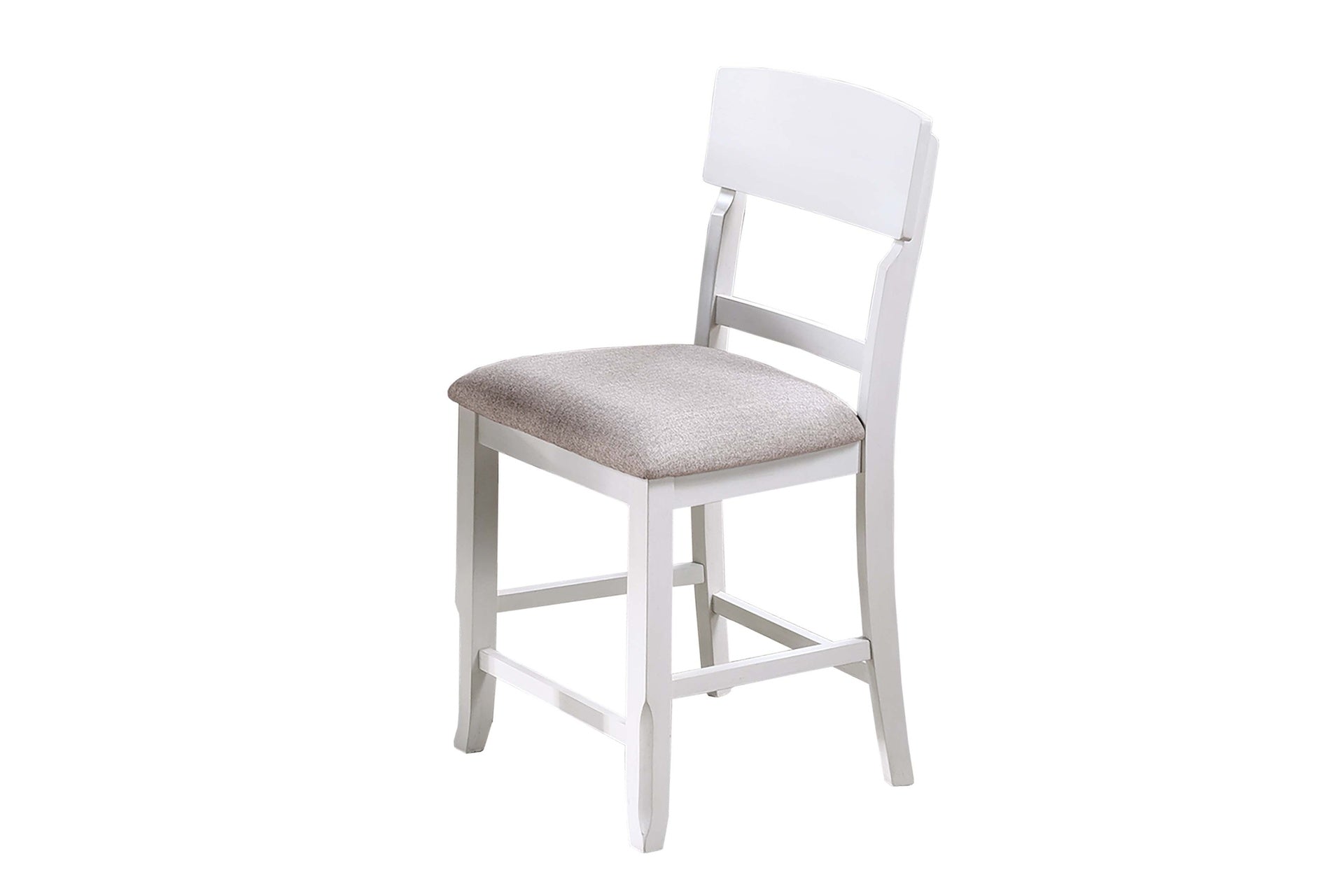 Antique White Color High Chairs Modern Ladder Back design Set of 2pc Counter HT. Dining Chairs Fabric Cushion Seat Wooden Dining Room