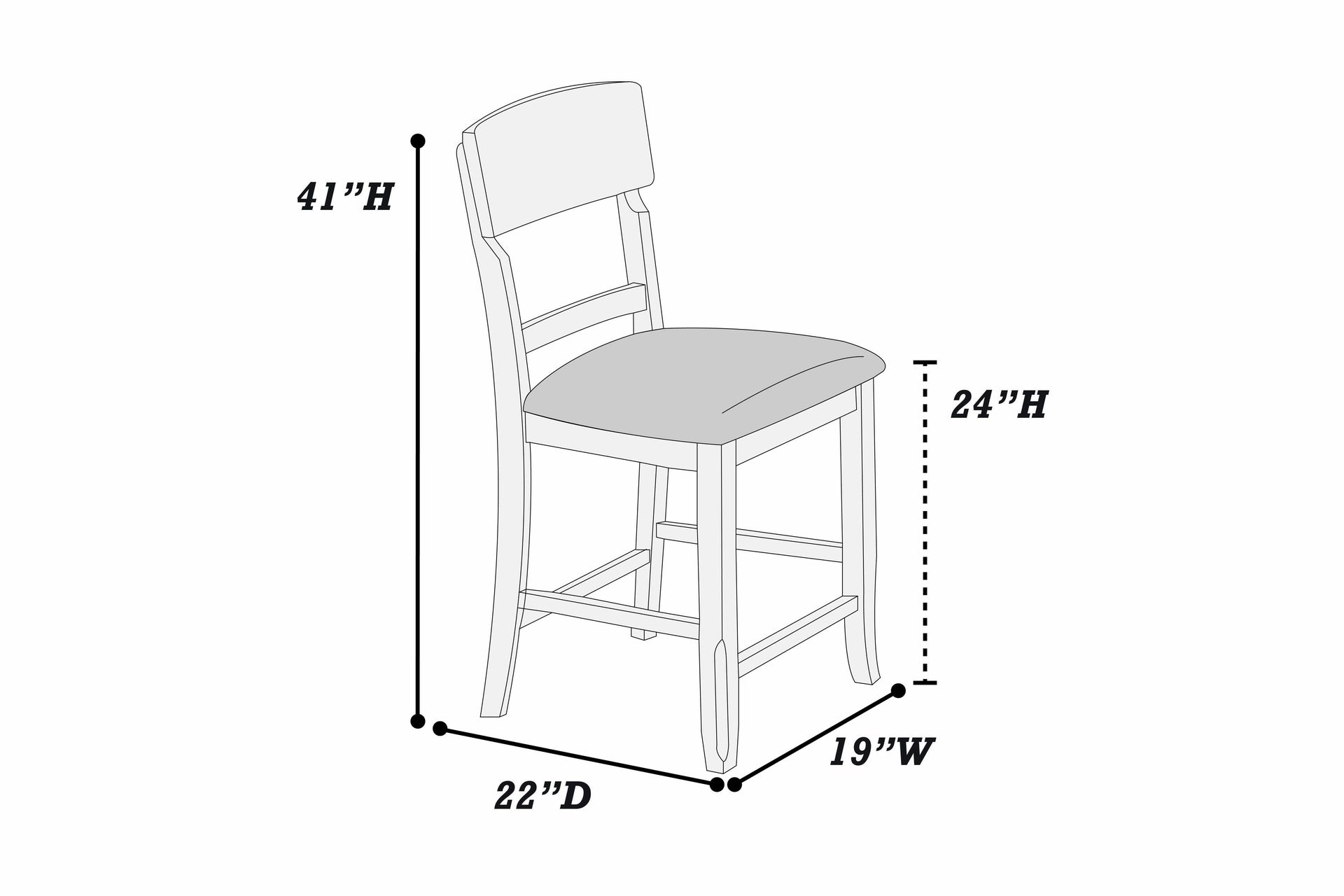 Antique White Color High Chairs Modern Ladder Back design Set of 2pc Counter HT. Dining Chairs Fabric Cushion Seat Wooden Dining Room