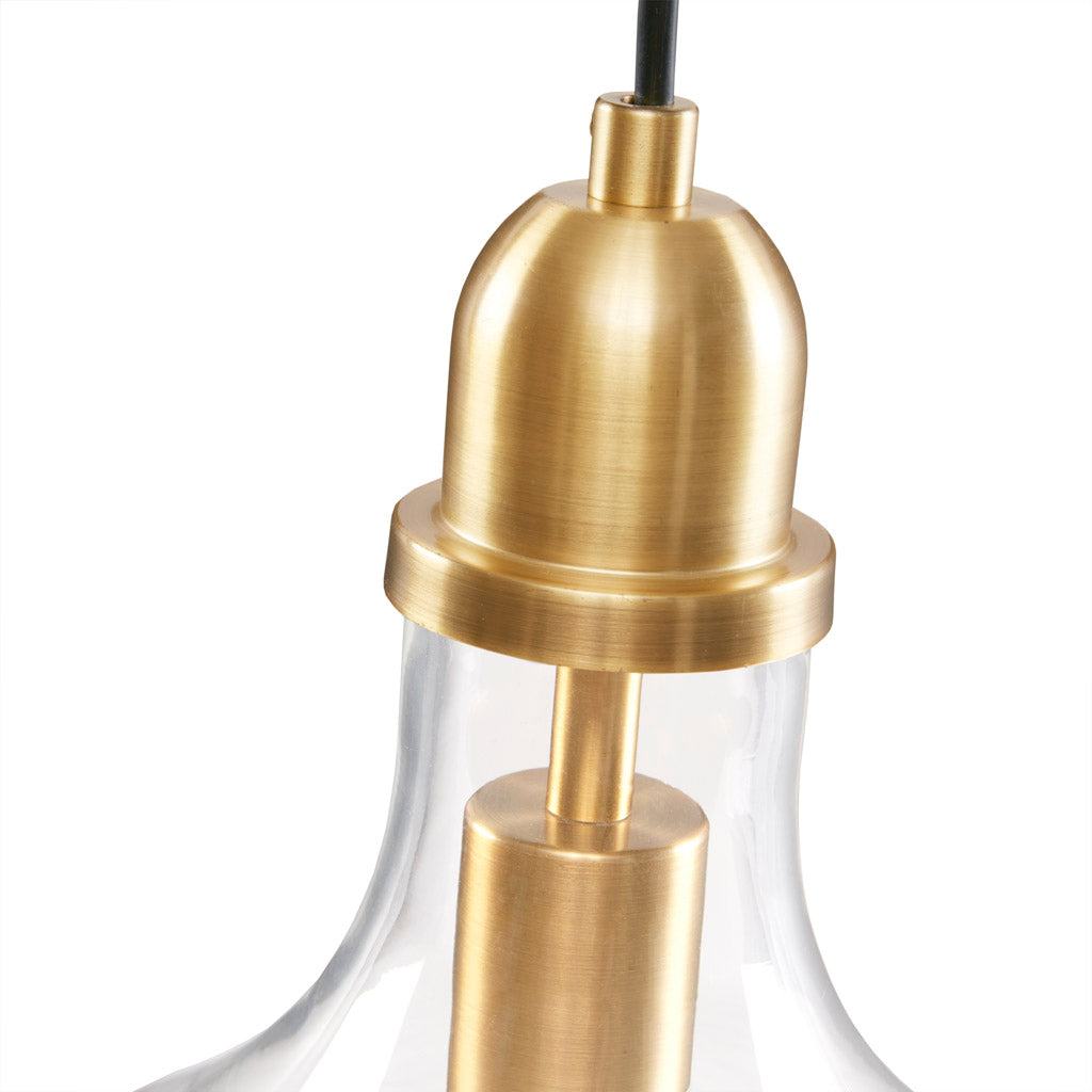 Auburn Bell Shaped Hanging Glass Pendant Light Gold/Clear Dia.9"