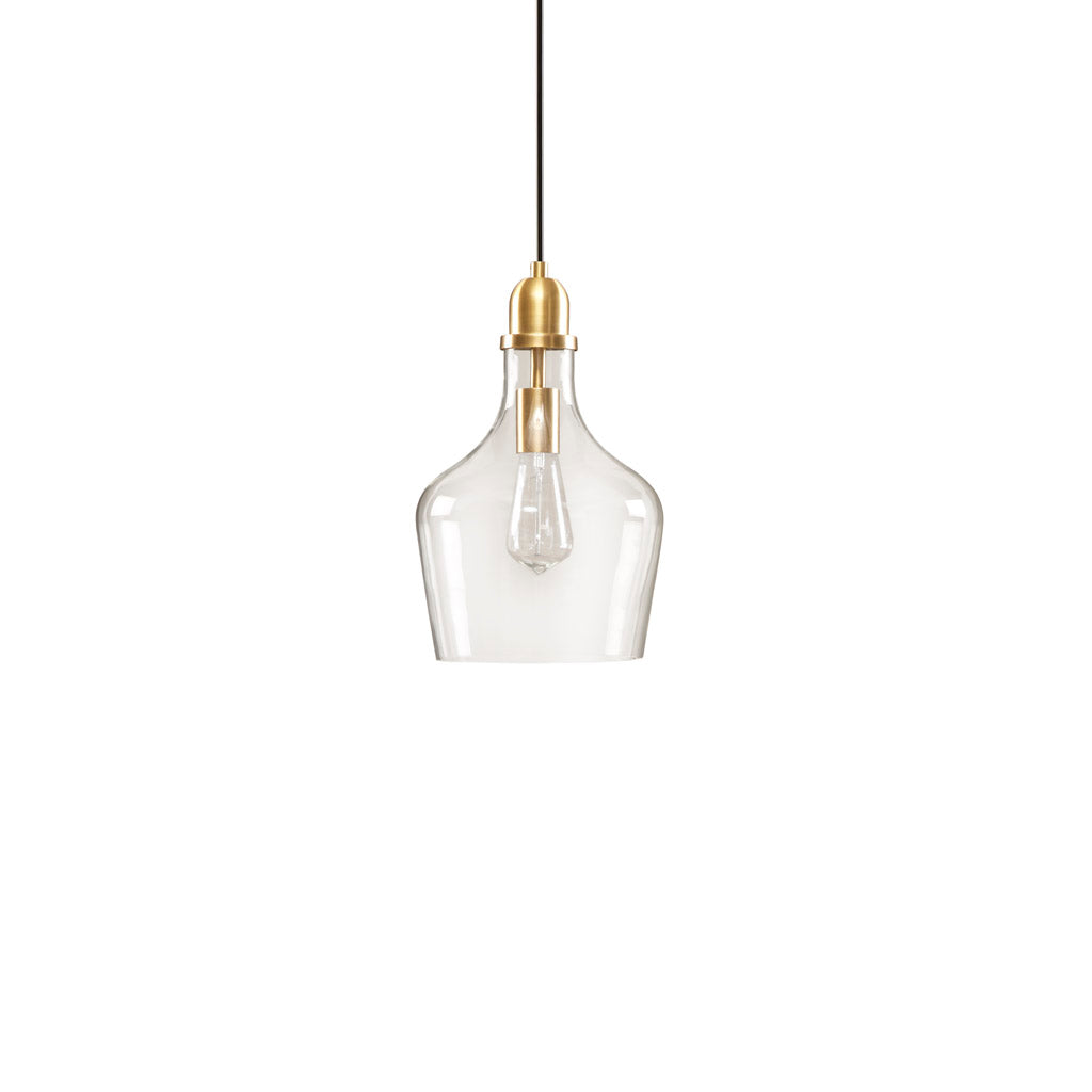 Auburn Bell Shaped Hanging Glass Pendant Light Gold/Clear Dia.9"