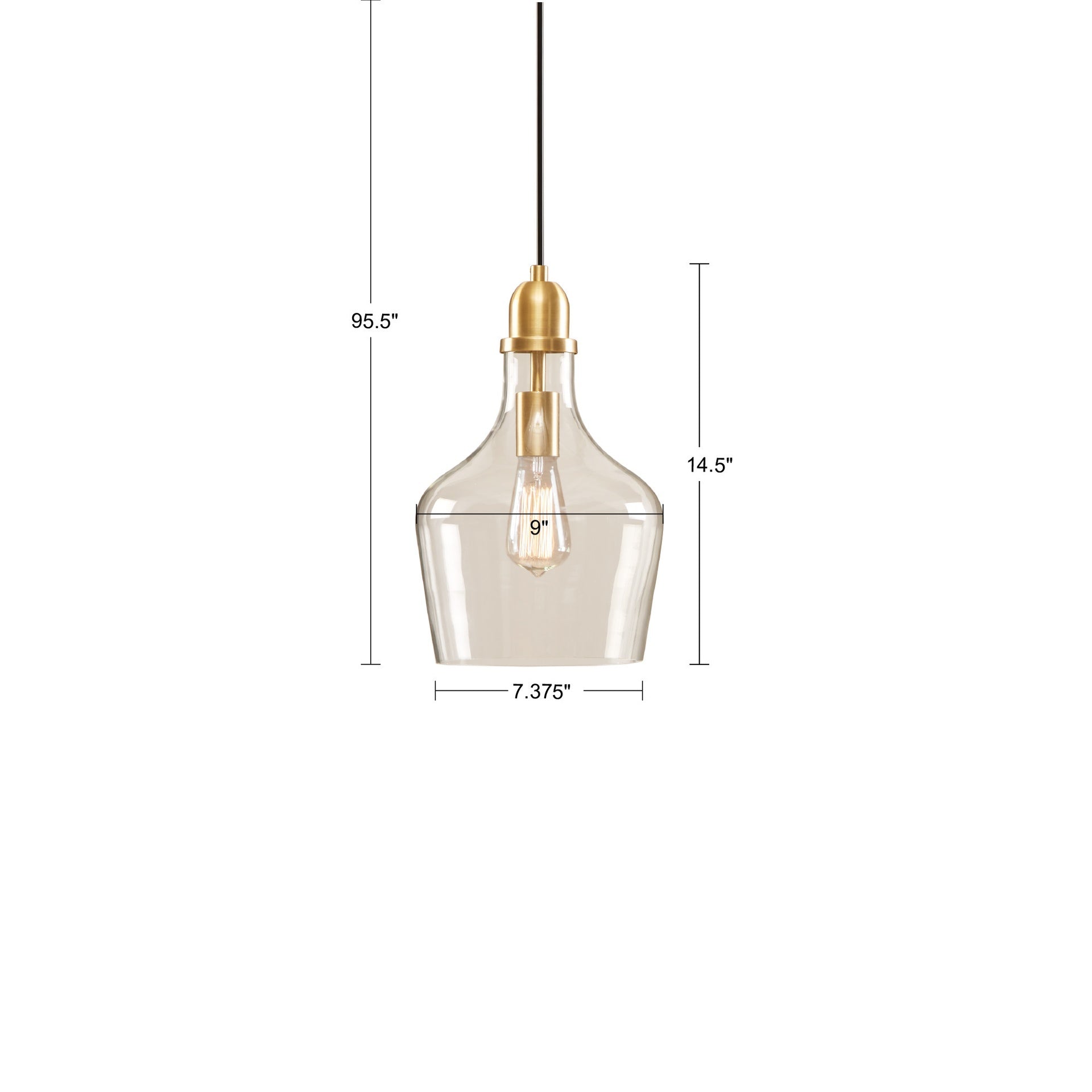 Auburn Bell Shaped Hanging Glass Pendant Light Gold/Clear Dia.9"