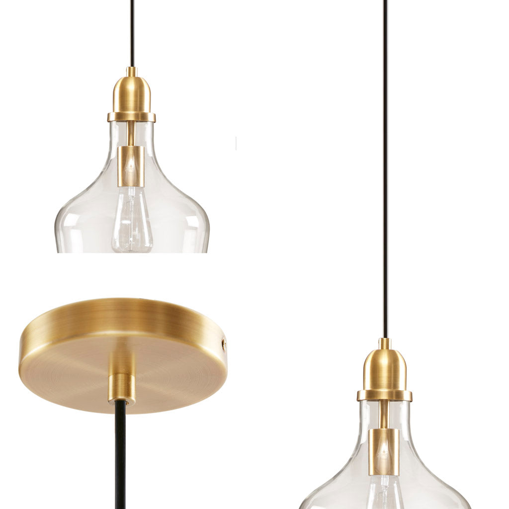 Auburn Bell Shaped Hanging Glass Pendant Light Gold/Clear Dia.9"