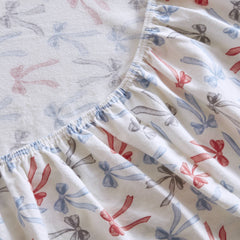 4-Piece Queen 100% Cotton Flannel Pigment Printed Sheet Set,Happy Bows
