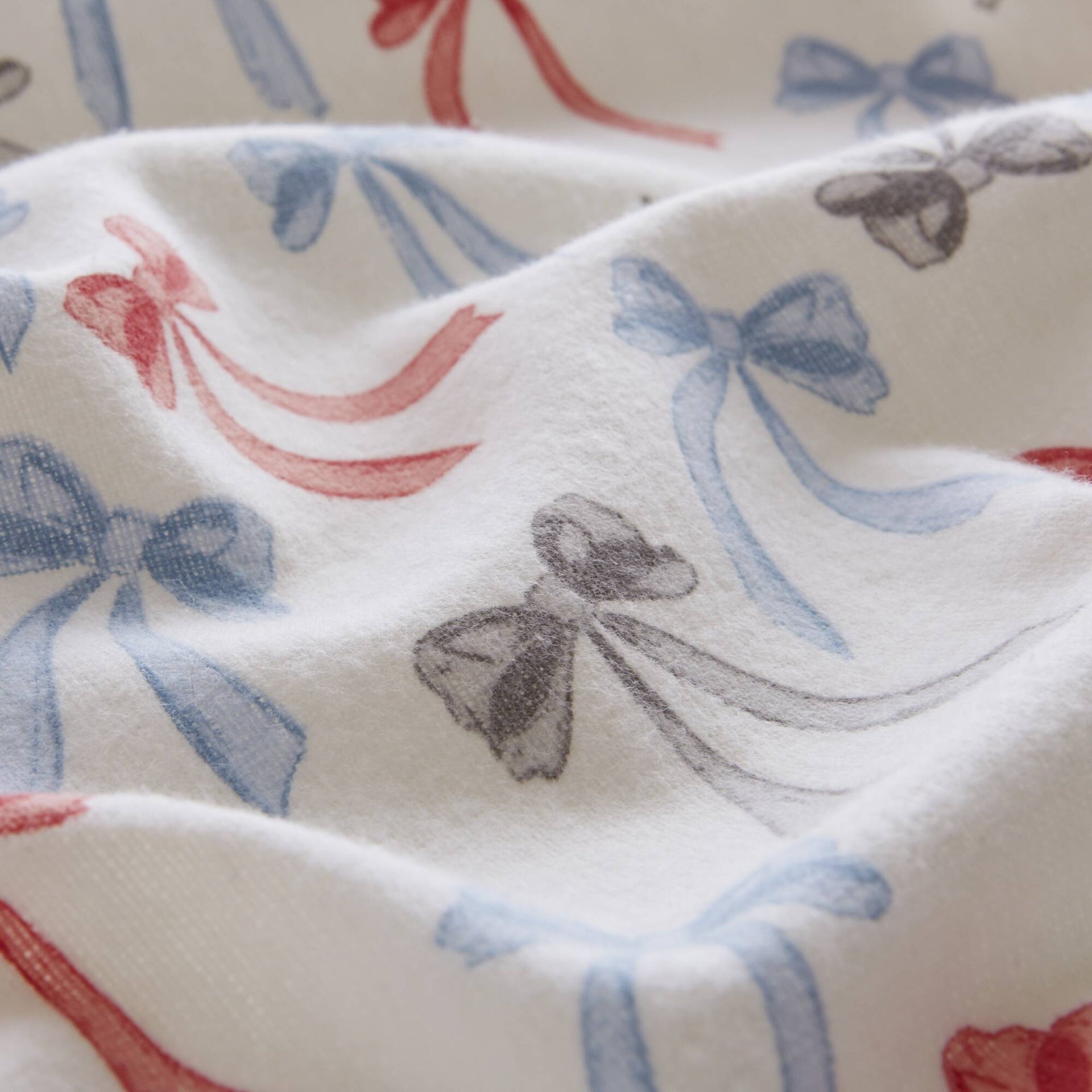 4-Piece Queen 100% Cotton Flannel Pigment Printed Sheet Set,Happy Bows