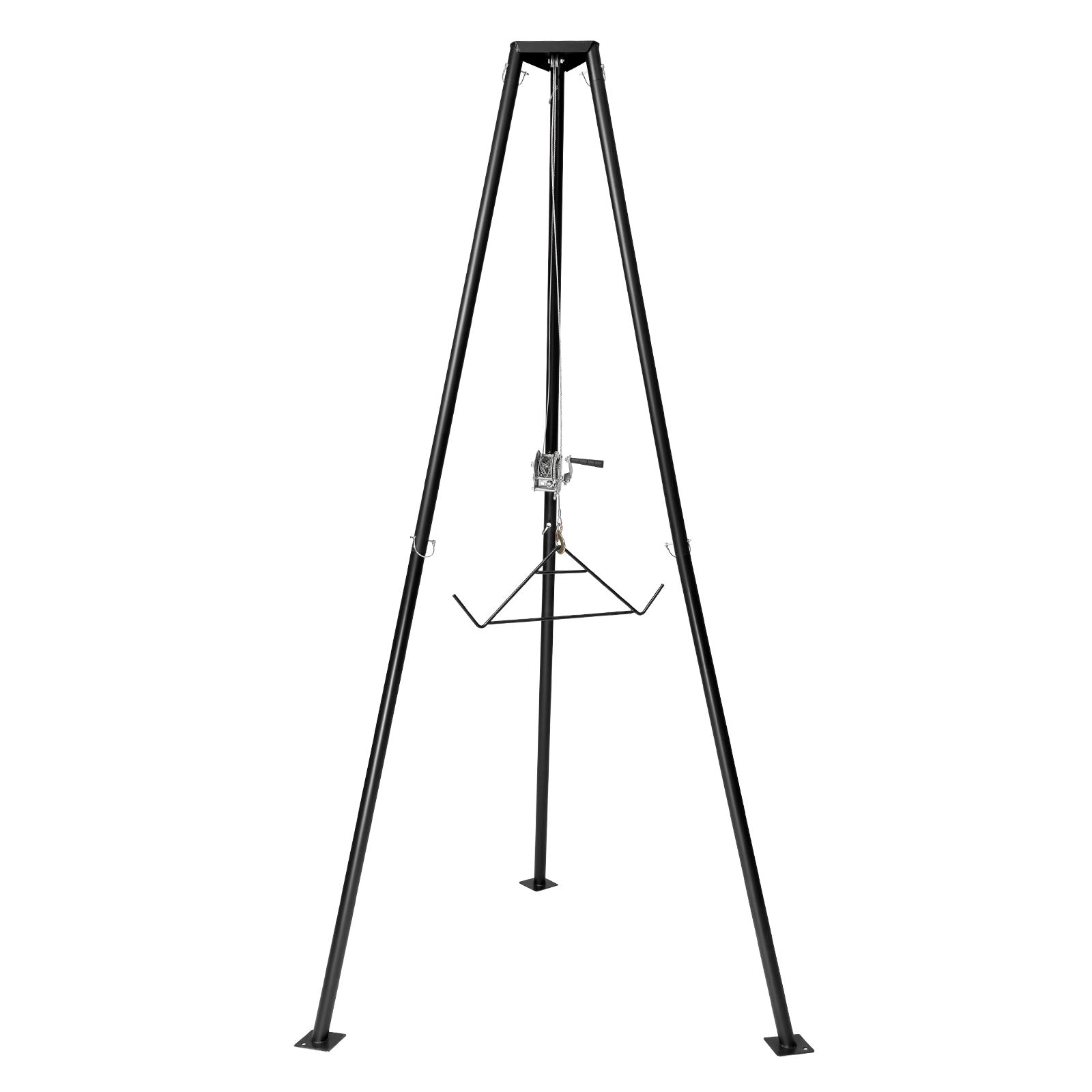 Tripod Deer Hoist, 500 lbs Load Capacity, Hunting Game Hoist Winch Lift with Gambrel & Manual Winch, Hunting Game Skinning and Cleaning Accessory for Cleaning, Skinning, and Moving, Black