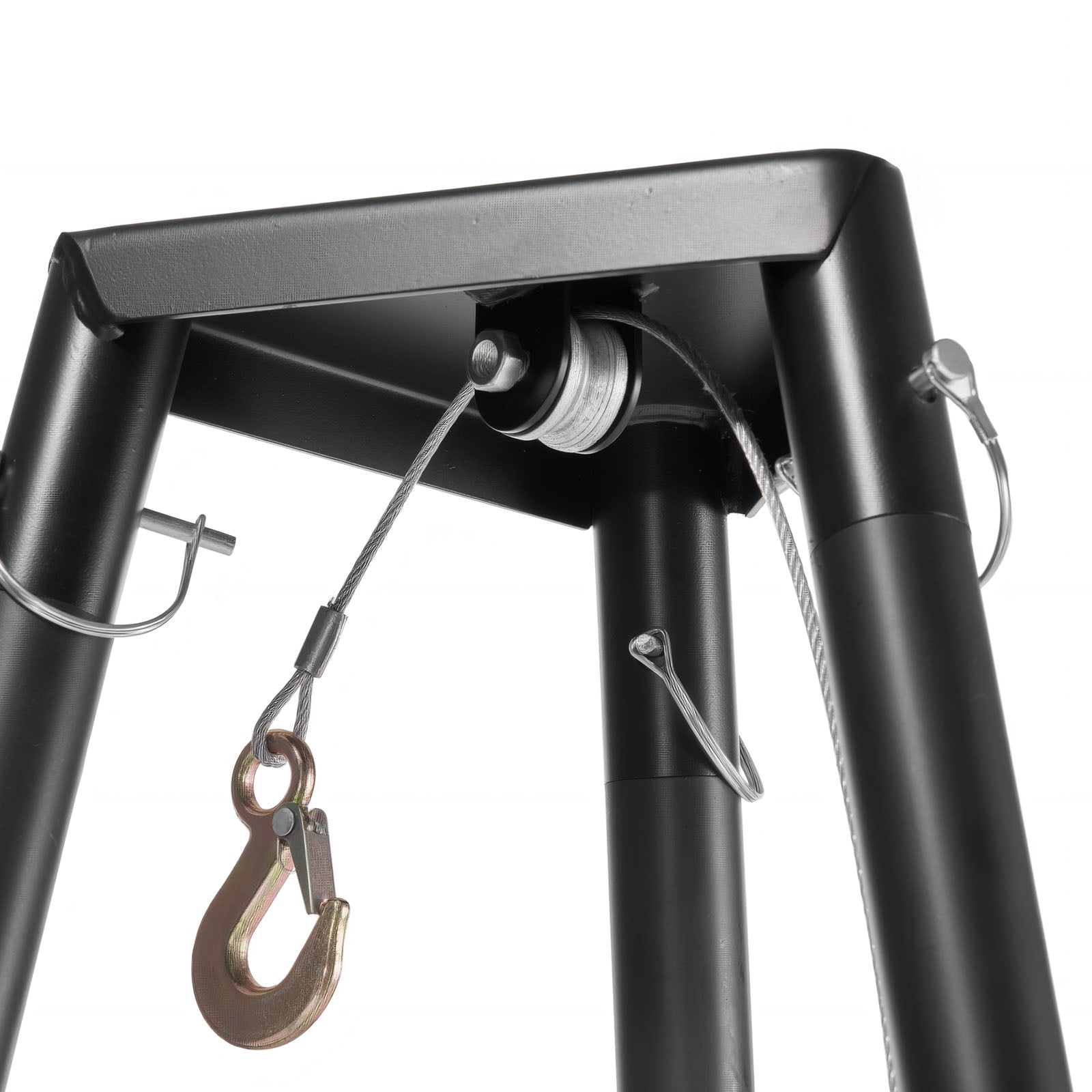Tripod Deer Hoist, 500 lbs Load Capacity, Hunting Game Hoist Winch Lift with Gambrel & Manual Winch, Hunting Game Skinning and Cleaning Accessory for Cleaning, Skinning, and Moving, Black