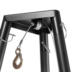 Tripod Deer Hoist, 500 lbs Load Capacity, Hunting Game Hoist Winch Lift with Gambrel & Manual Winch, Hunting Game Skinning and Cleaning Accessory for Cleaning, Skinning, and Moving, Black