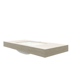 48" MURI Roma Travertine-Pattern Sintered Stone Countertop and Undermount Ceramic Basin with One Standard Pre-drilled Faucet Hole, NO Cabinet, NO Faucet and Sink Cover
