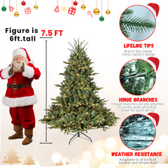 4FT Full-Shape Christmas Tree with 150 UL Lights – PE/PVC Mixed Branches, 673 Tips, Wide Base for Spacious Areas, Hinged Structure, Stable Metal Stand