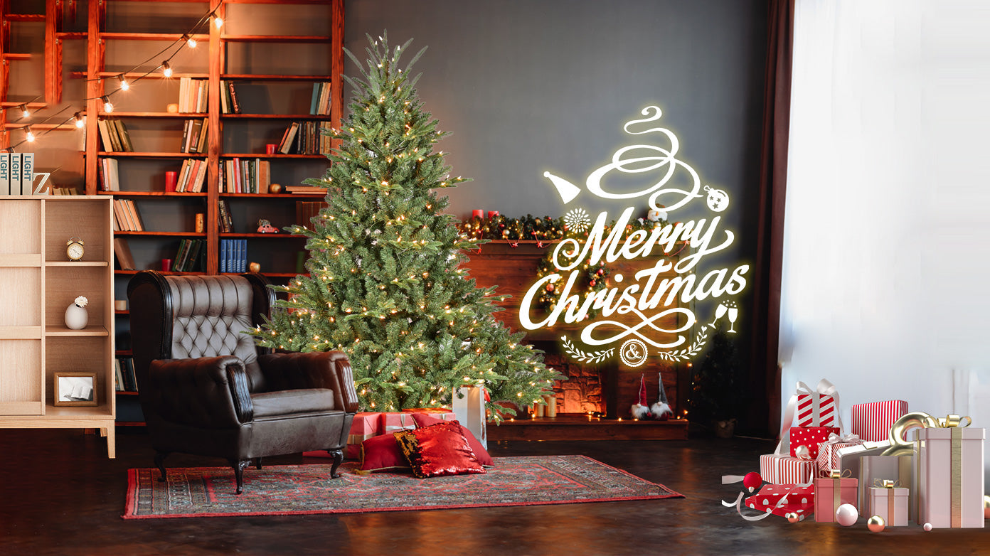 4FT Full-Shape Christmas Tree with 150 UL Lights – PE/PVC Mixed Branches, 673 Tips, Wide Base for Spacious Areas, Hinged Structure, Stable Metal Stand