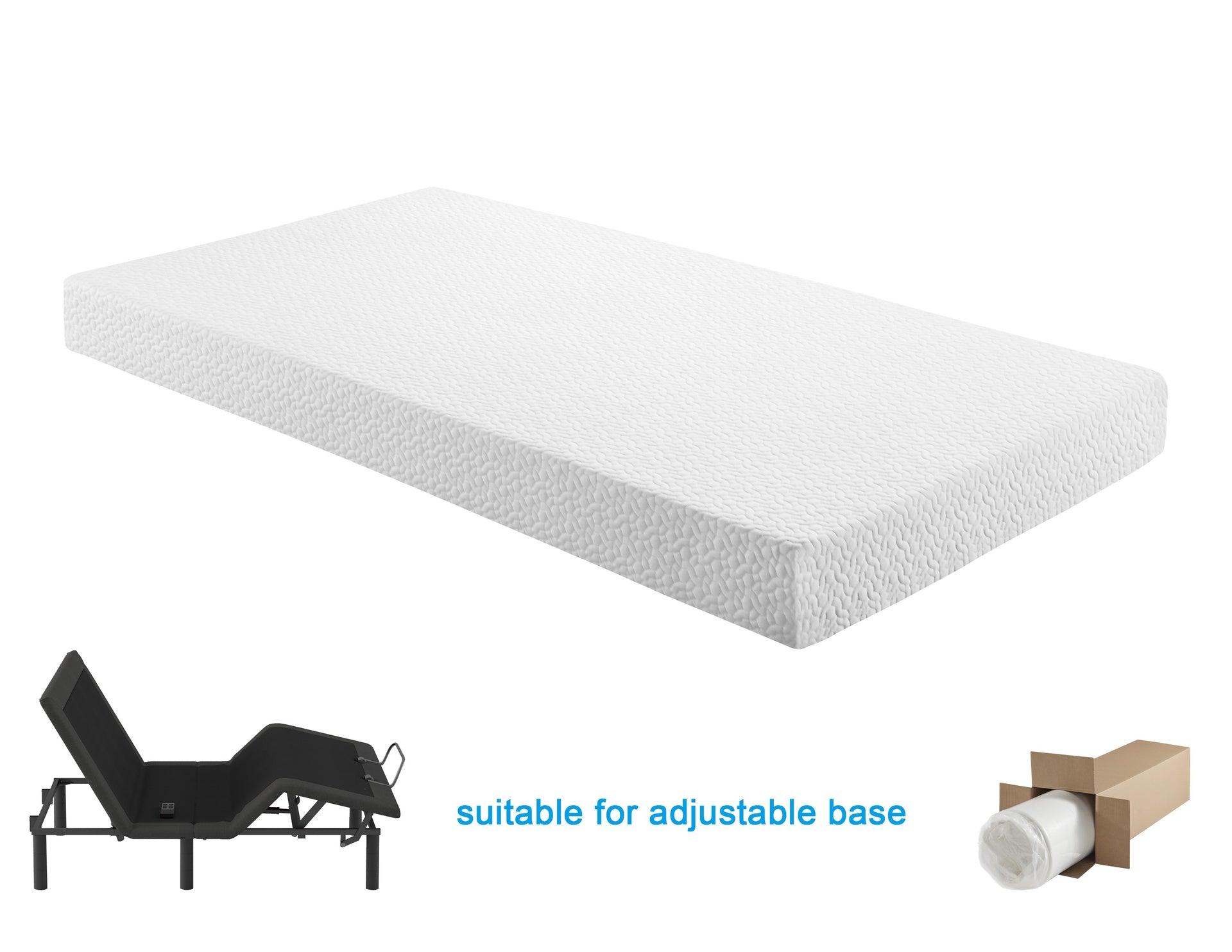 6-inch Twin Size Bed Mattress Gel-Infused Memory Foam Mattress, Firm, White, Mattress in a Box