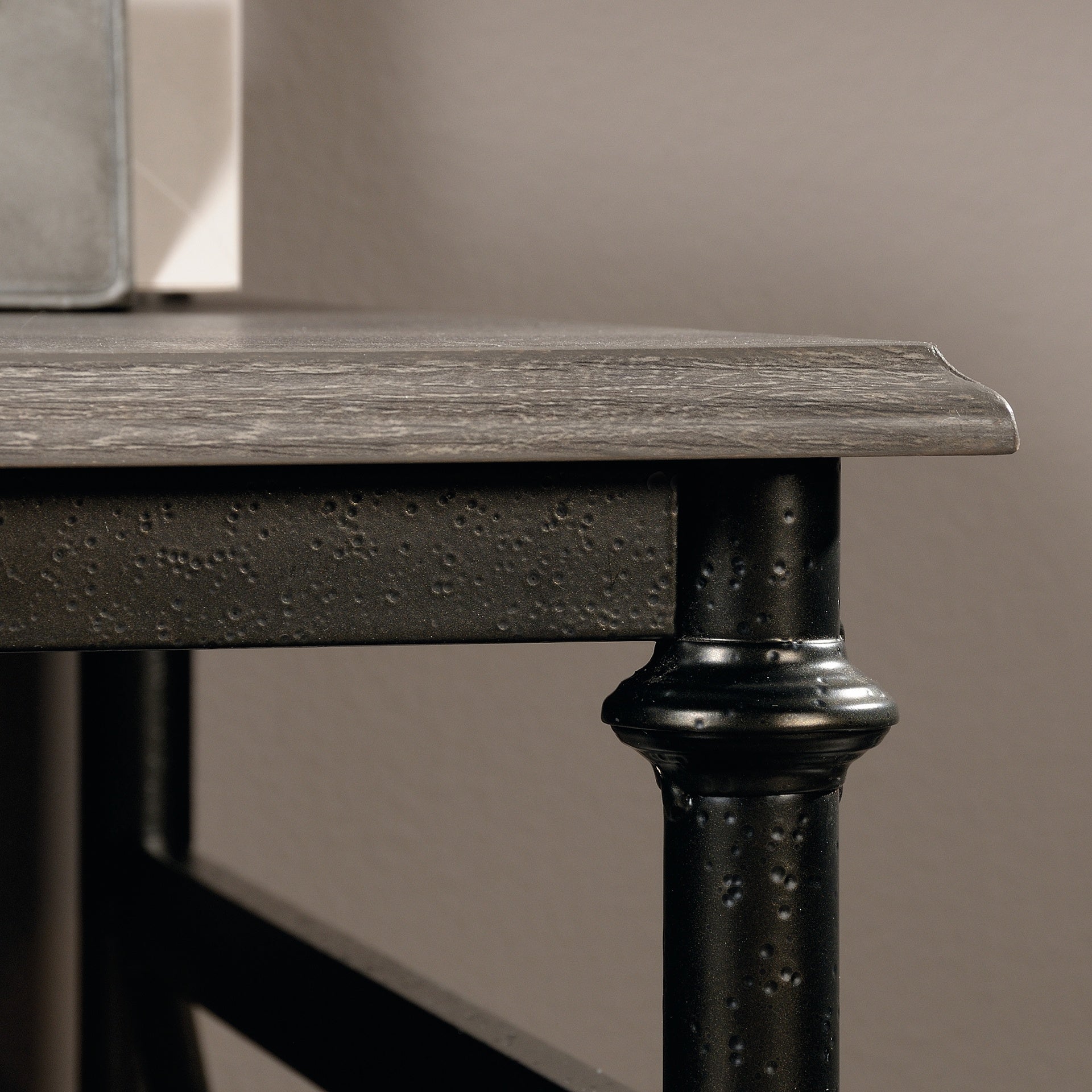 Industrial L-Shaped Desk with Built-In Usb Ports And Grommet Holes, Brown Finish