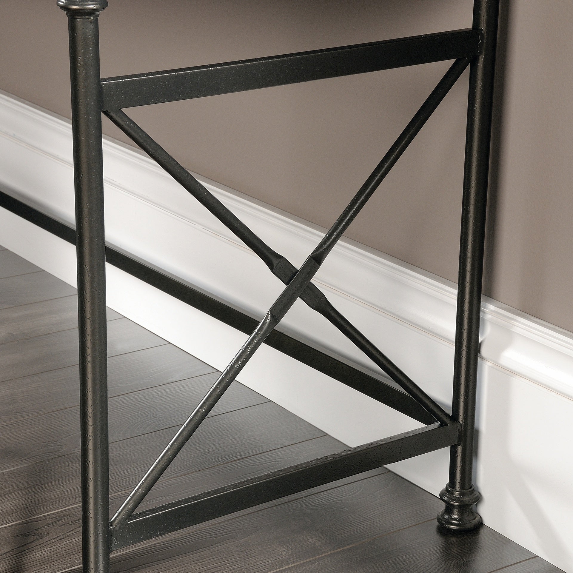 Industrial L-Shaped Desk with Built-In Usb Ports And Grommet Holes, Brown Finish