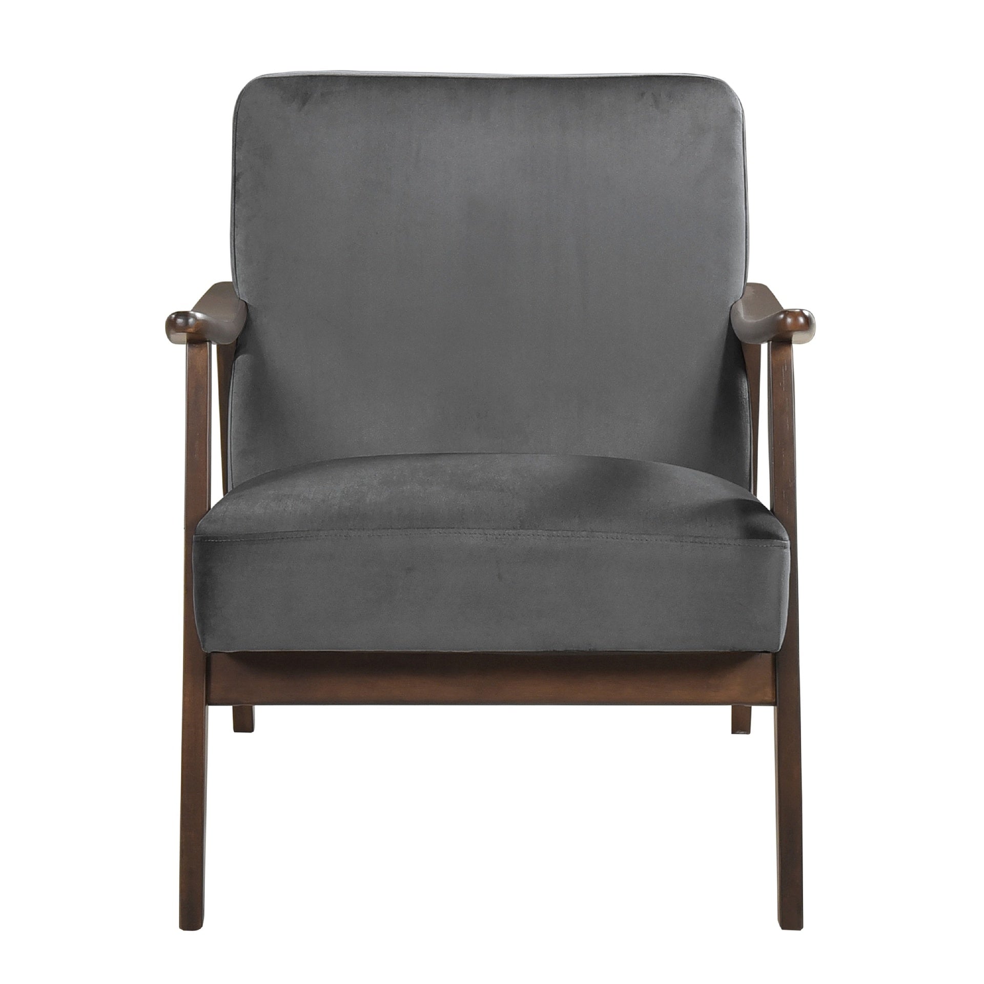 Vandie Accent Club Chair, Light Brown Velvet, Solid Rubberwood Frame