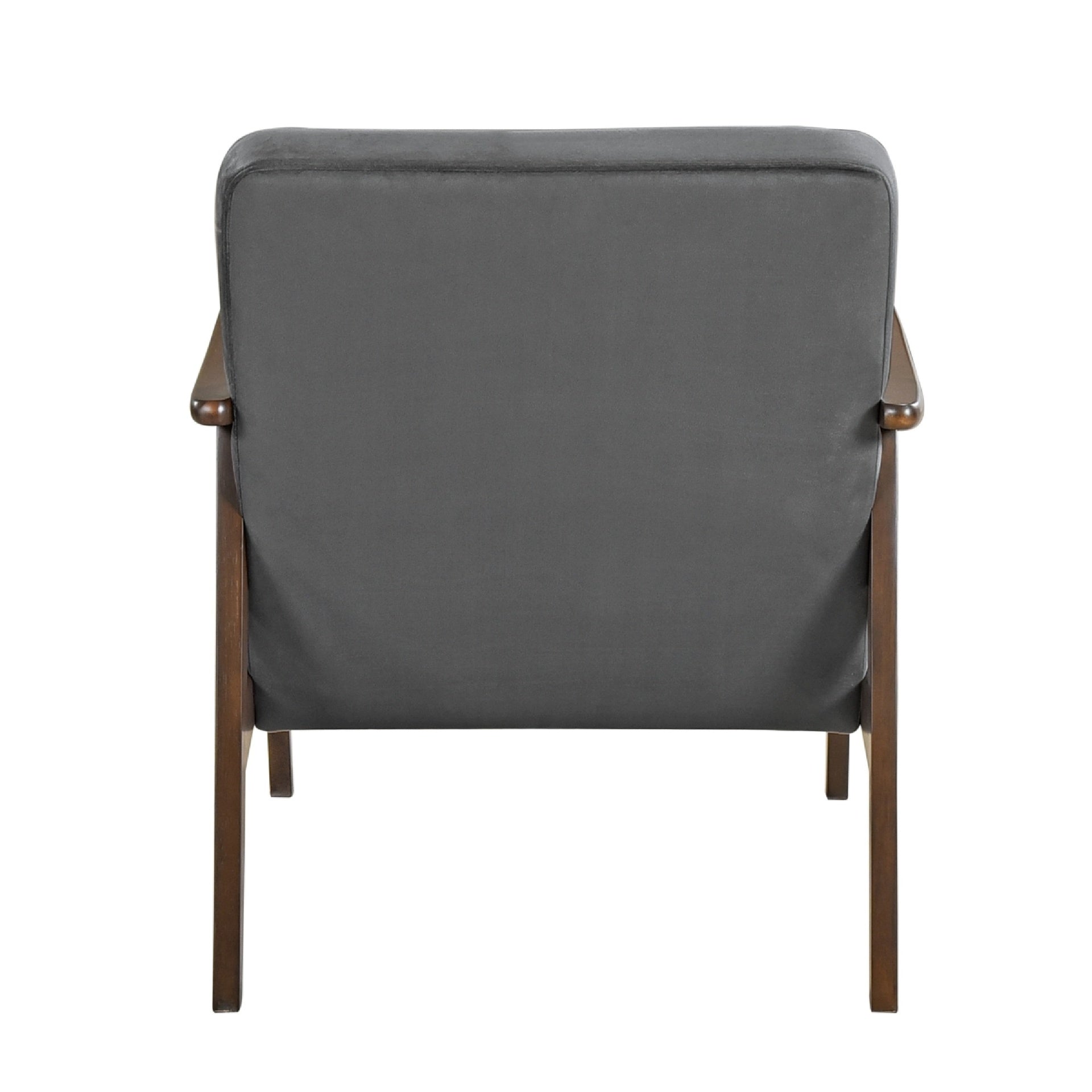Vandie Accent Club Chair, Light Brown Velvet, Solid Rubberwood Frame