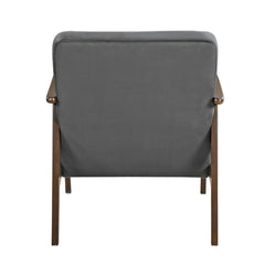 Vandie Accent Club Chair, Light Brown Velvet, Solid Rubberwood Frame