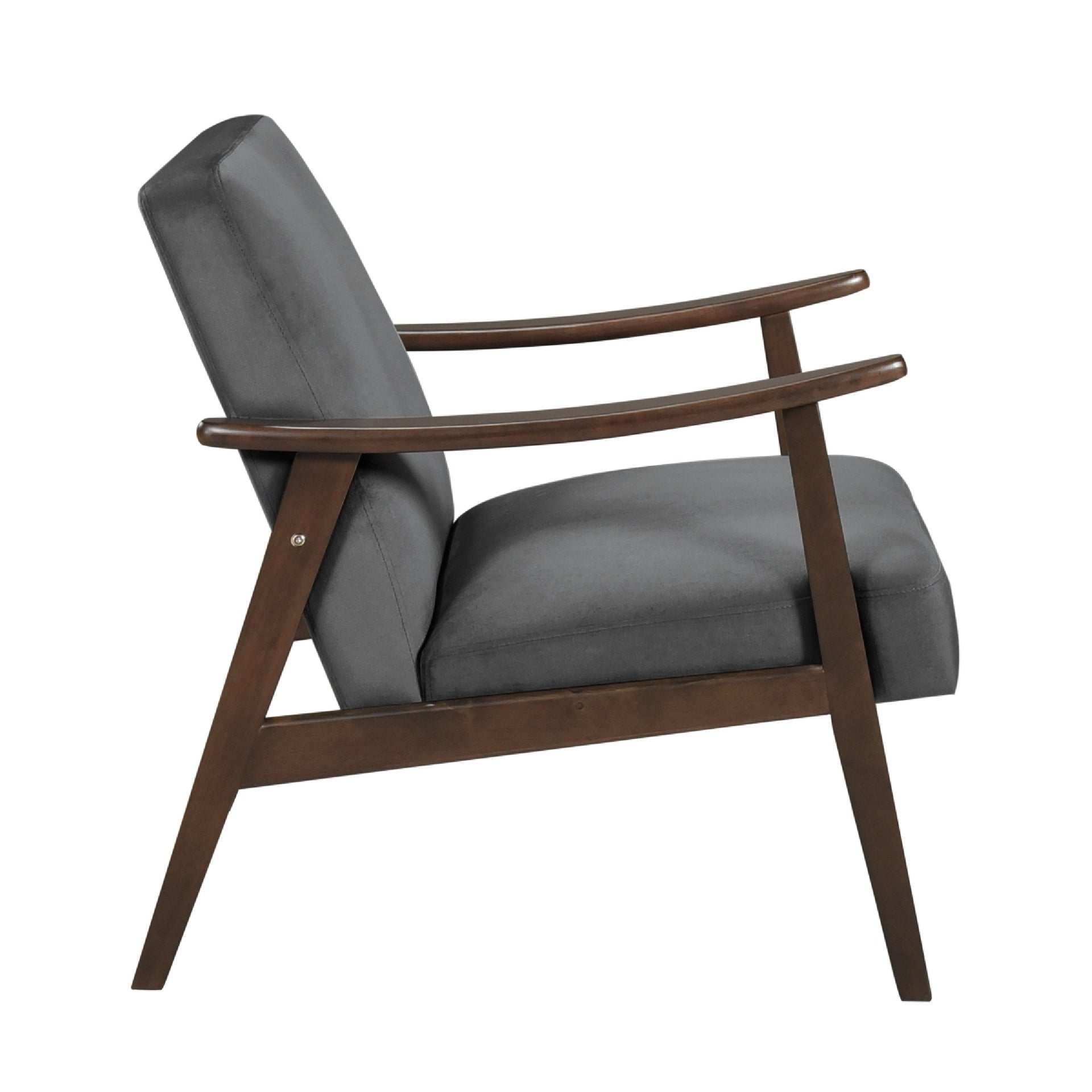 Vandie Accent Club Chair, Light Brown Velvet, Solid Rubberwood Frame