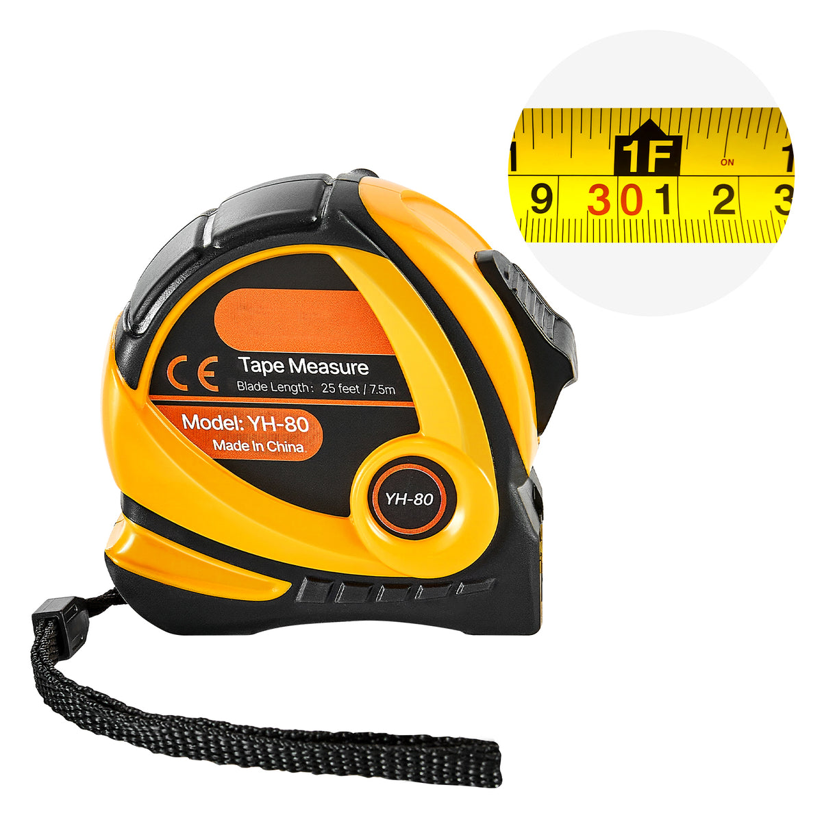 Tape Measure 25 ft Length, Measuring Tape with Retractable, Imperial and Metric ft/m Dual-Scale & ABS Case & Easy Read Steel Measurement Tool, for Outdoor,Decoration