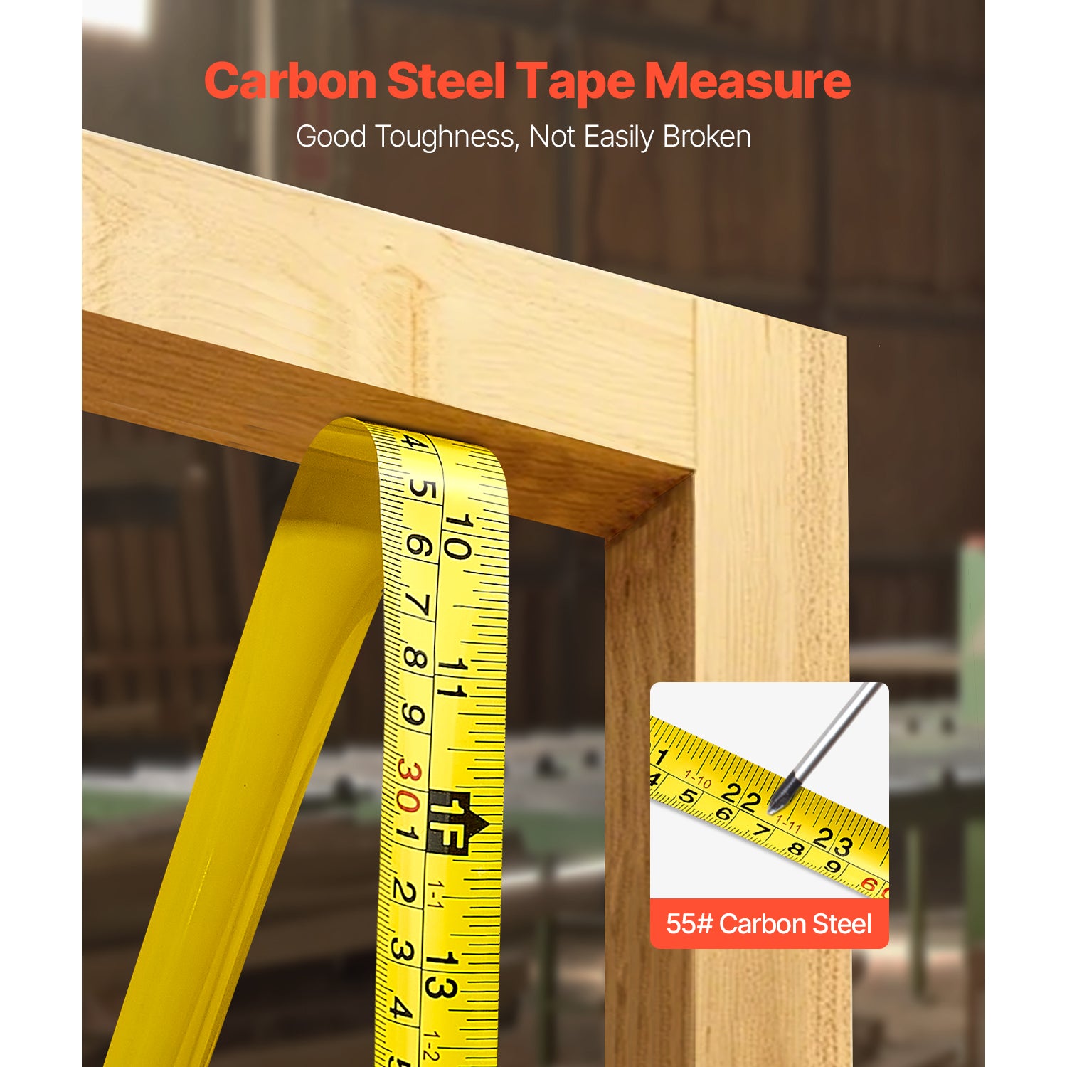 Tape Measure 25 ft Length, Measuring Tape with Retractable, Imperial and Metric ft/m Dual-Scale & ABS Case & Easy Read Steel Measurement Tool, for Outdoor,Decoration