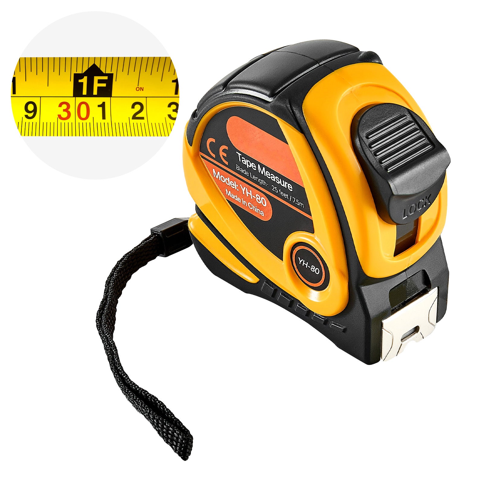 Tape Measure 25 ft Length, Measuring Tape with Retractable, Imperial and Metric ft/m Dual-Scale & ABS Case & Easy Read Steel Measurement Tool, for Outdoor,Decoration
