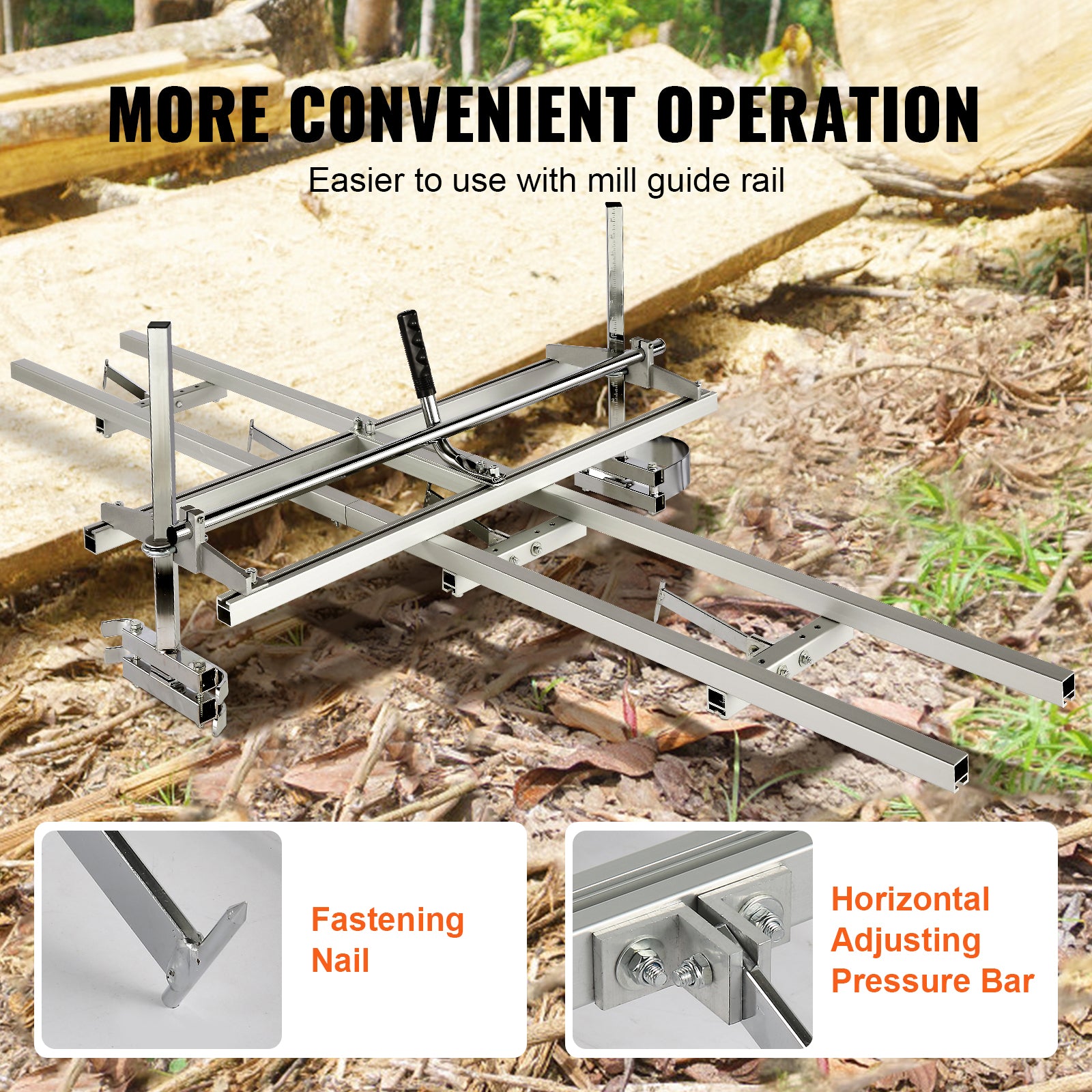 Chainsaw Mill and Rail Mill Guide System, Portable Sawmill 14"-36" Guide Bar, 9ft Aluminum Saw Milling Rail Guide with Chainsaw Planking Mill for Woodworkers and Carpenters