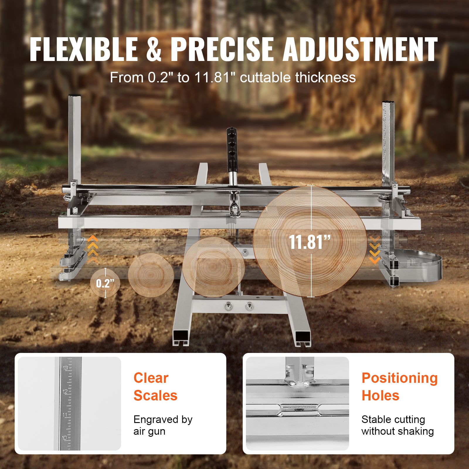 Chainsaw Mill and Rail Mill Guide System, Portable Sawmill 14"-36" Guide Bar, 9ft Aluminum Saw Milling Rail Guide with Chainsaw Planking Mill for Woodworkers and Carpenters