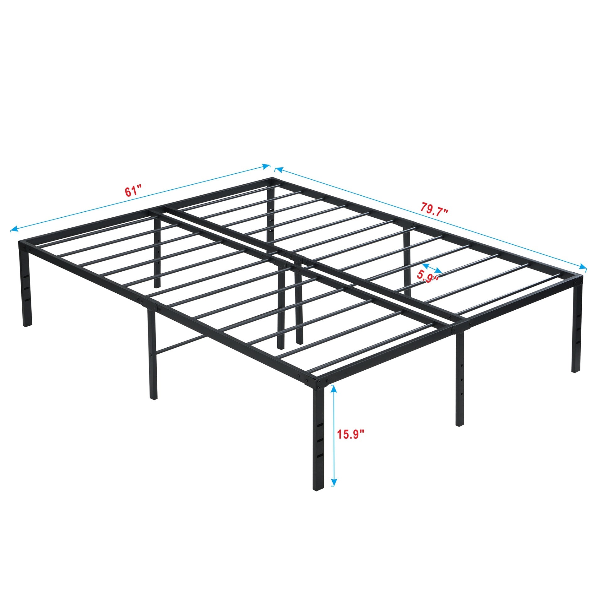 Queen Size Bed Frame , Heavy Duty Metal Bed Frame , Quick & Easy Assembly, No Noise, Black