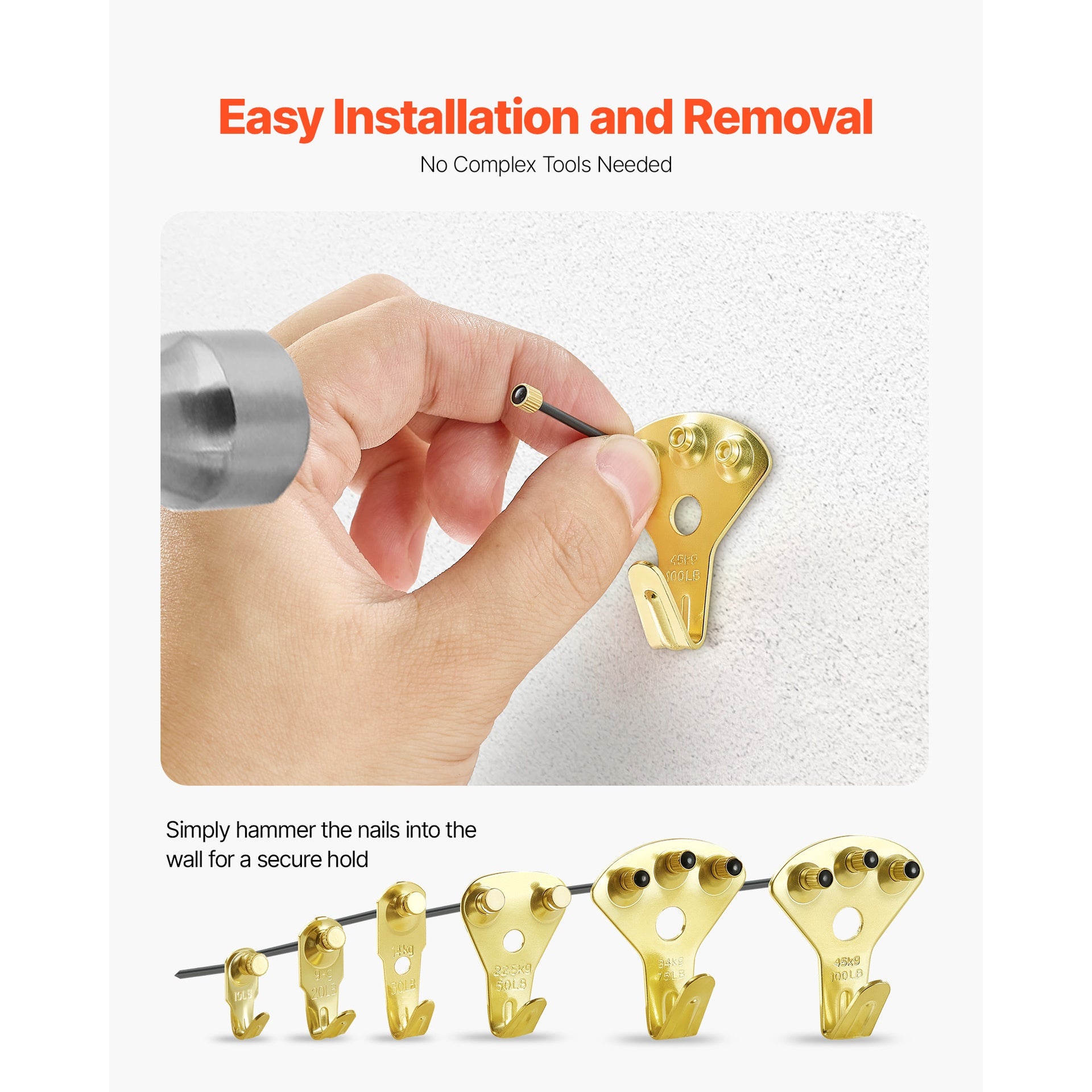 130Pcs Picture Frame Hangers with Nails 10lbs to 100lbs Metal Photo Hanging Kit