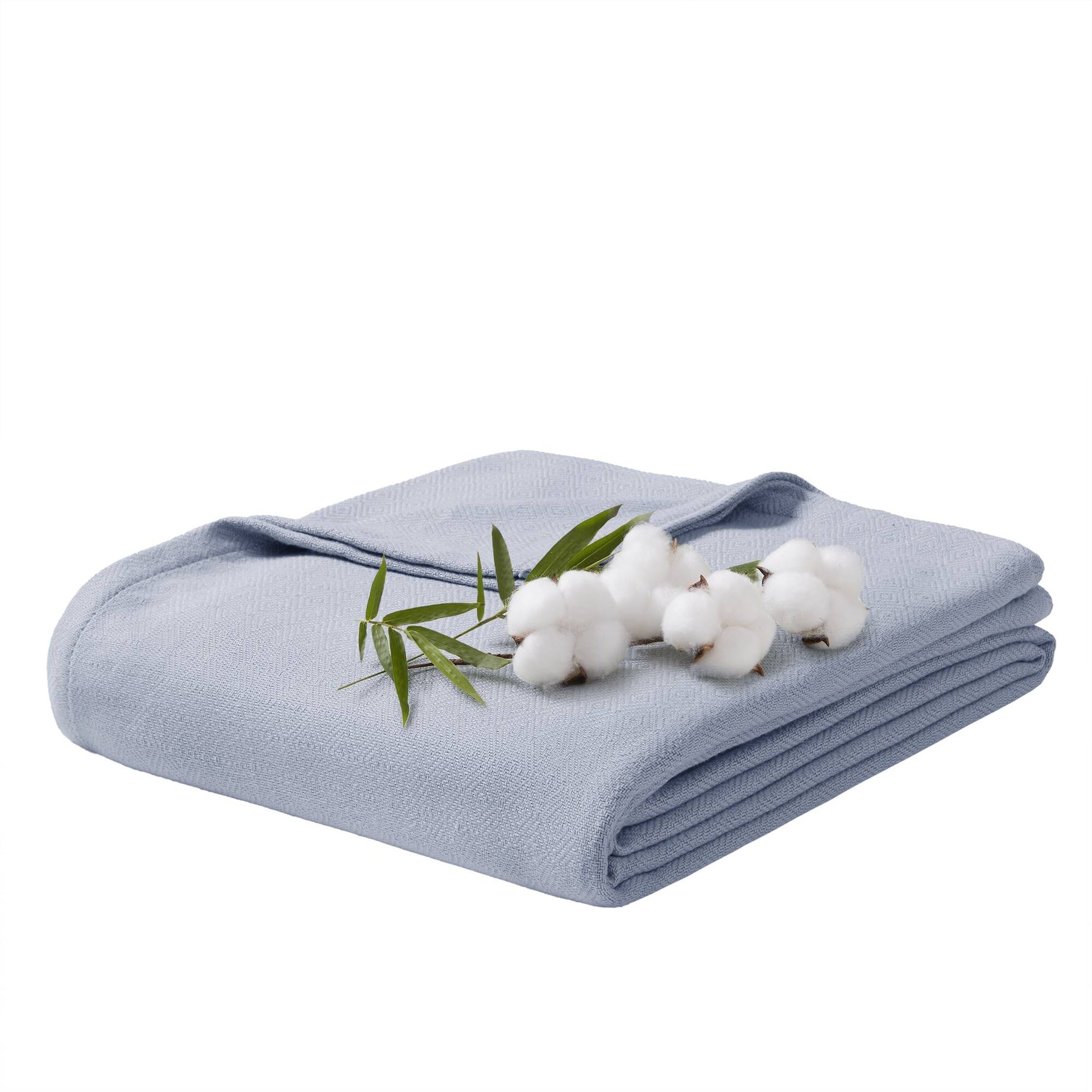 1-Piece King Rayon from Bamboo Cotton Blanket, Light Blue