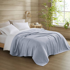 1-Piece King Rayon from Bamboo Cotton Blanket, Light Blue