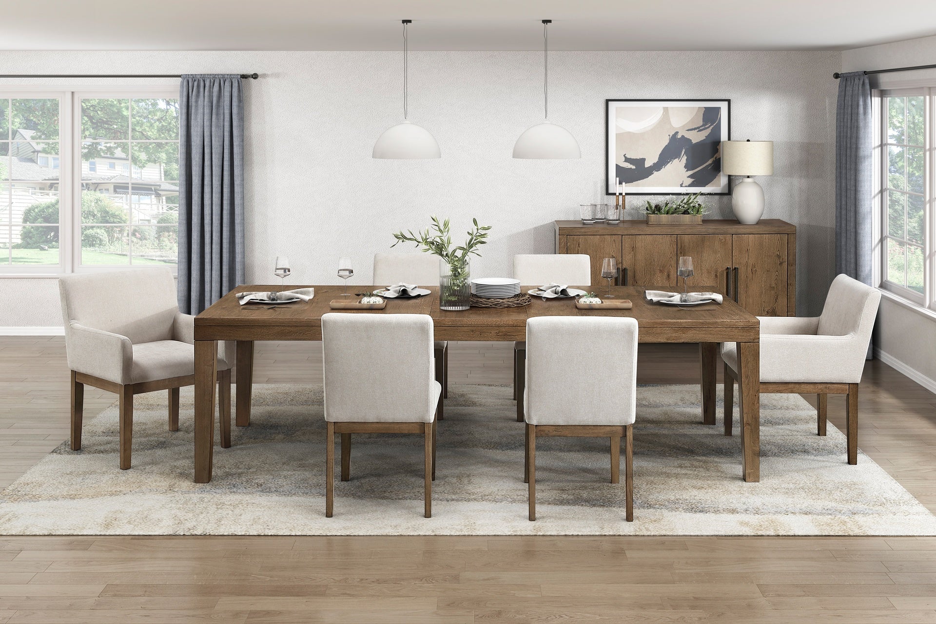 Transitional Brown Gray Upholstered Side Chairs Set of 2 Modern Farmhouse Dining Room Furniture