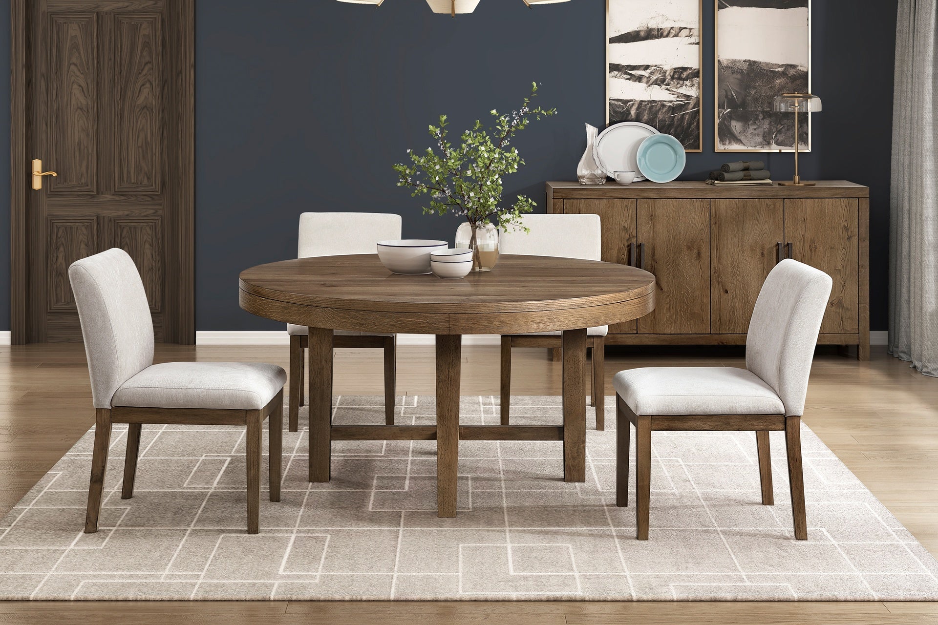Transitional Brown Gray Upholstered Side Chairs Set of 2 Modern Farmhouse Dining Room Furniture