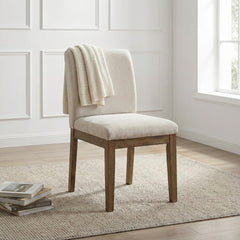Transitional Brown Gray Upholstered Side Chairs Set of 2 Modern Farmhouse Dining Room Furniture