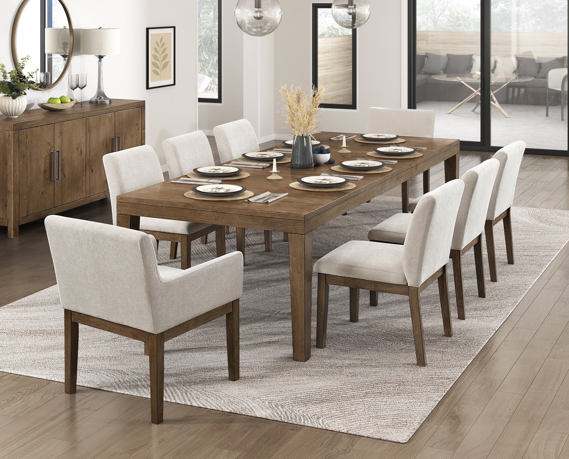 Transitional Brown Gray Upholstered Side Chairs Set of 2 Modern Farmhouse Dining Room Furniture