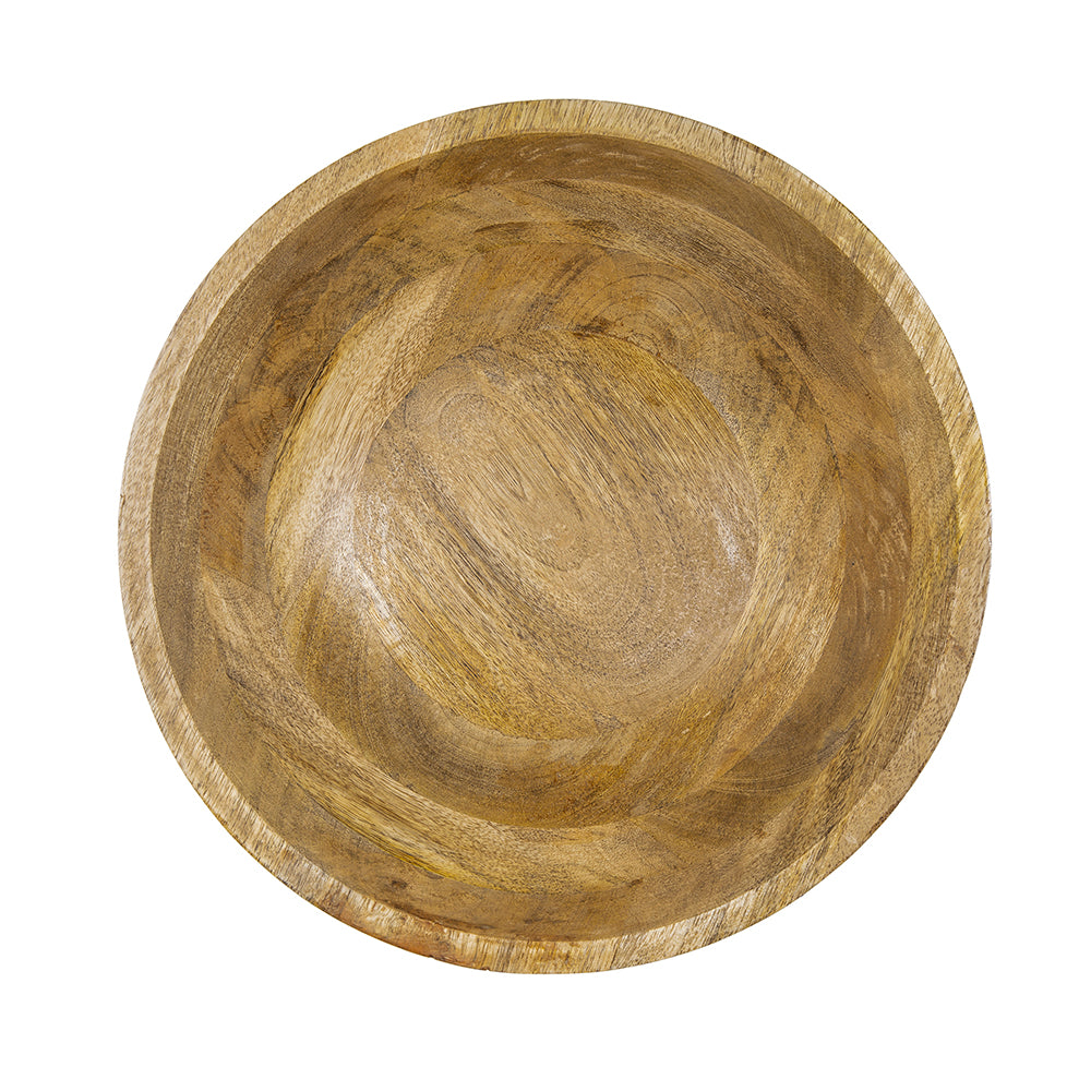 D12x4" Mango Wood Round Decorative Bowl