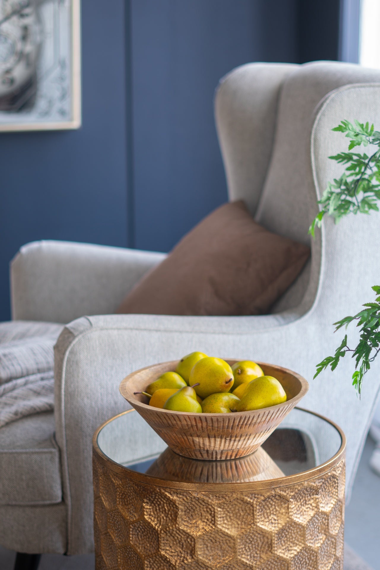 D12x4" Mango Wood Round Decorative Bowl