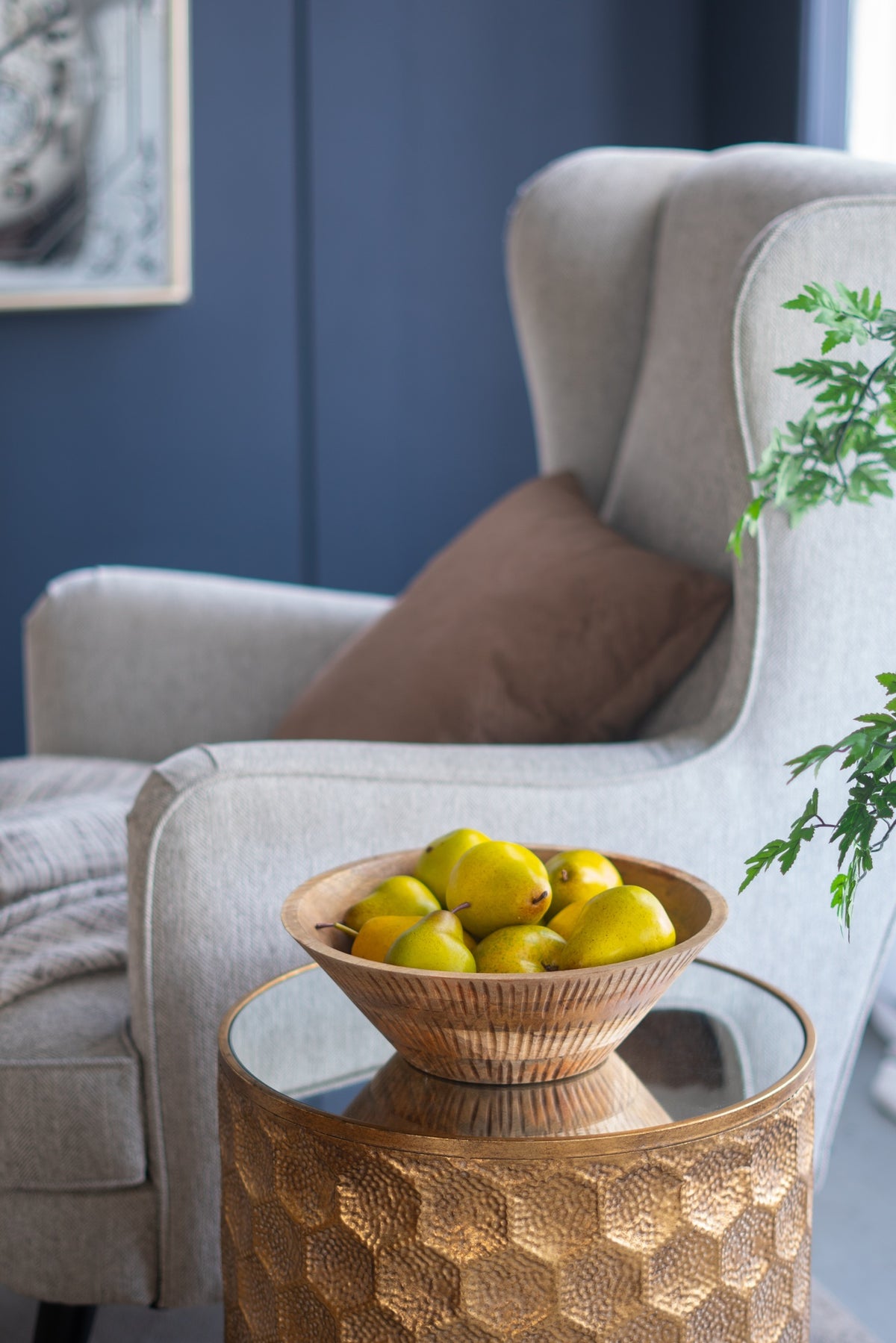 D12x4" Mango Wood Round Decorative Bowl