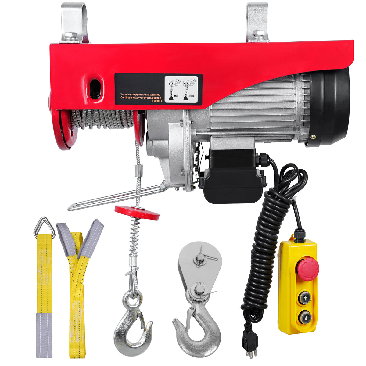 880lbs Electric Hoist with 14ft Wired Remote Control, 110V Electric Hoist Attic Lift 20-40 FT Lifting Height for Garage Attic Warehouse Factory