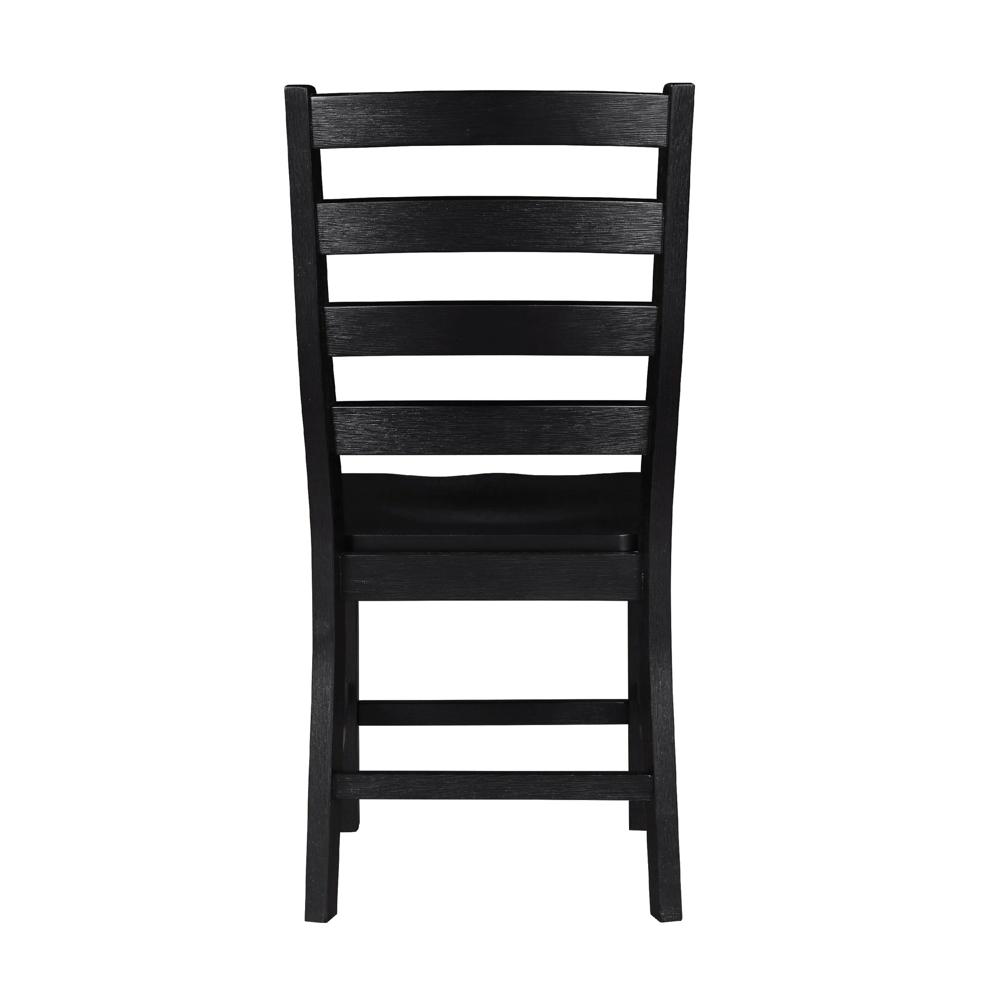 Reddy Side Chair Set of 2, Ladder Back Farmhouse Style, Black Wood
