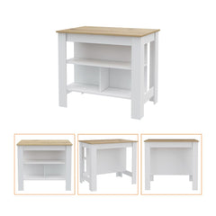 Rockaway 3-Shelf Kitchen Island White and Light Oak