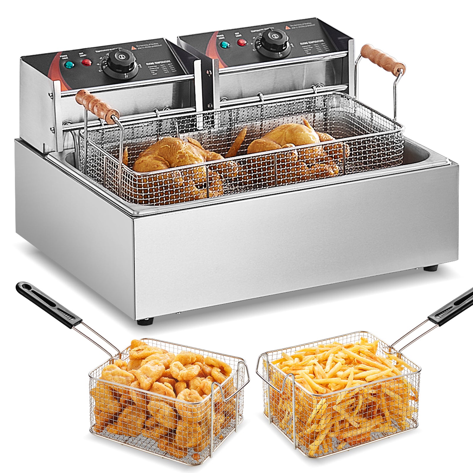 Commercial Electric Deep Fryer Countertop Deep Fryer 3000W 18Qt / 17L