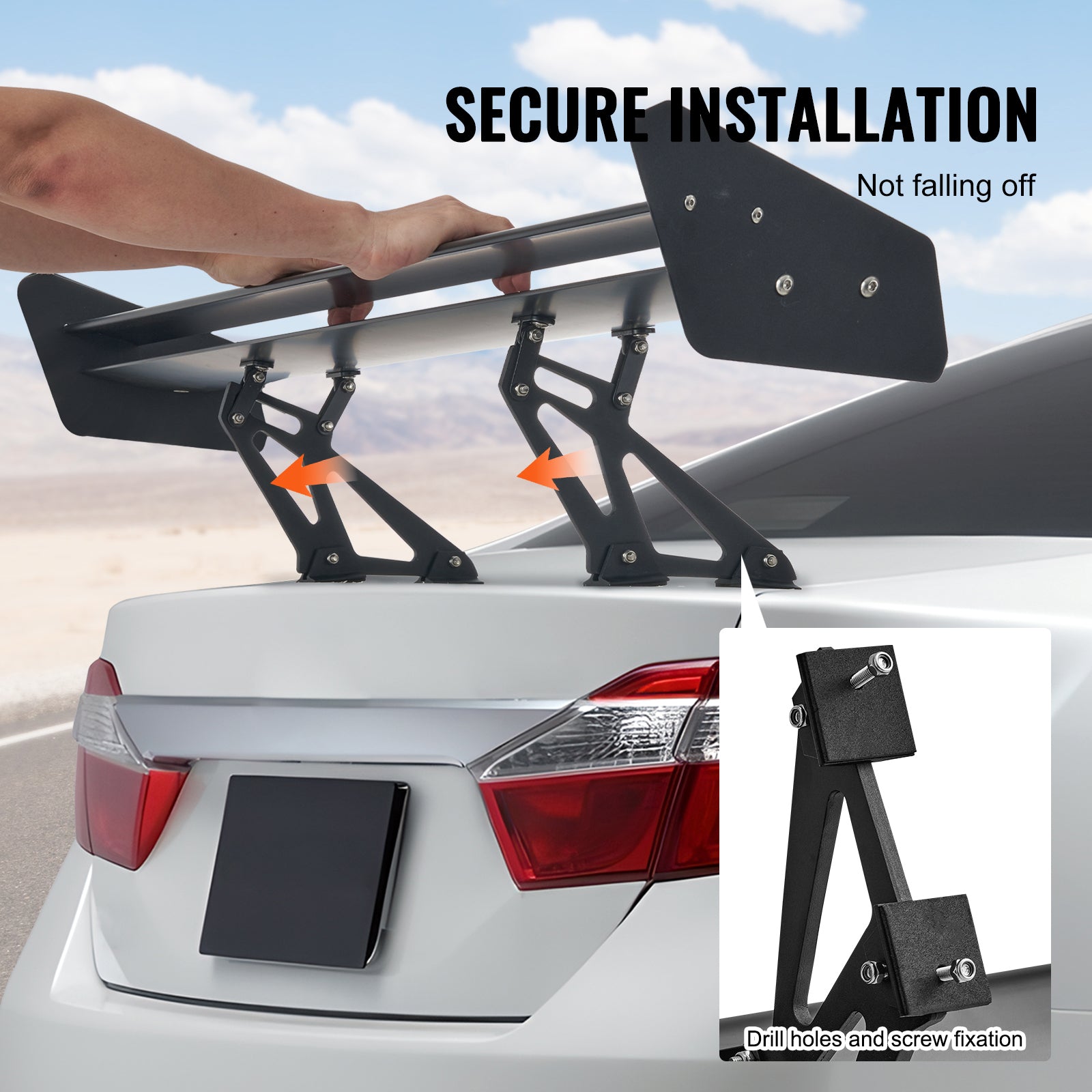 GT Wing Car Spoiler, 53.1 inch Universal Spoiler with Double Deck, Adjustable Lightweight Aluminum, Car Rear Spoiler Wing, Racing Spoiler BGW/JDM Drift Black