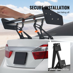 GT Wing Car Spoiler, 53.1 inch Universal Spoiler with Double Deck, Adjustable Lightweight Aluminum, Car Rear Spoiler Wing, Racing Spoiler BGW/JDM Drift Black