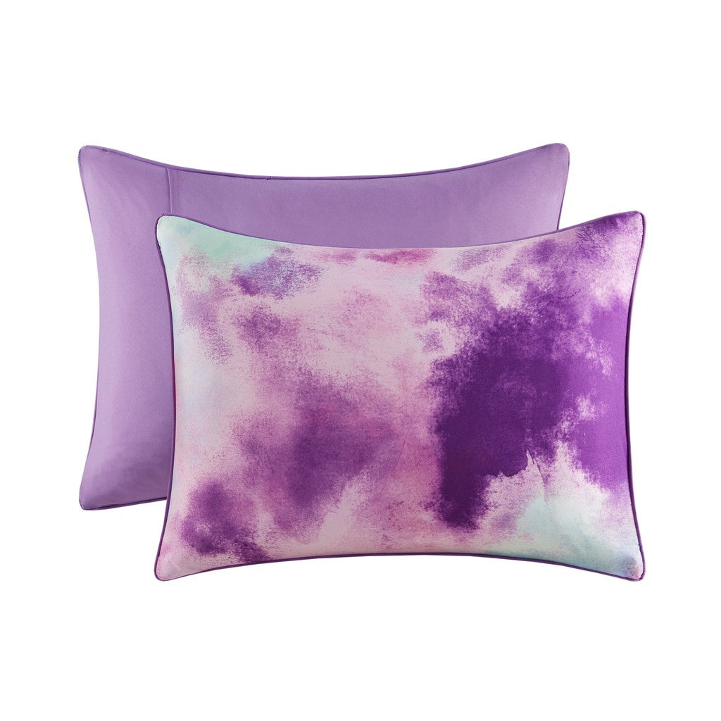 King/Cal King Watercolor Tie Dye Printed Comforter Set with Throw Pillow