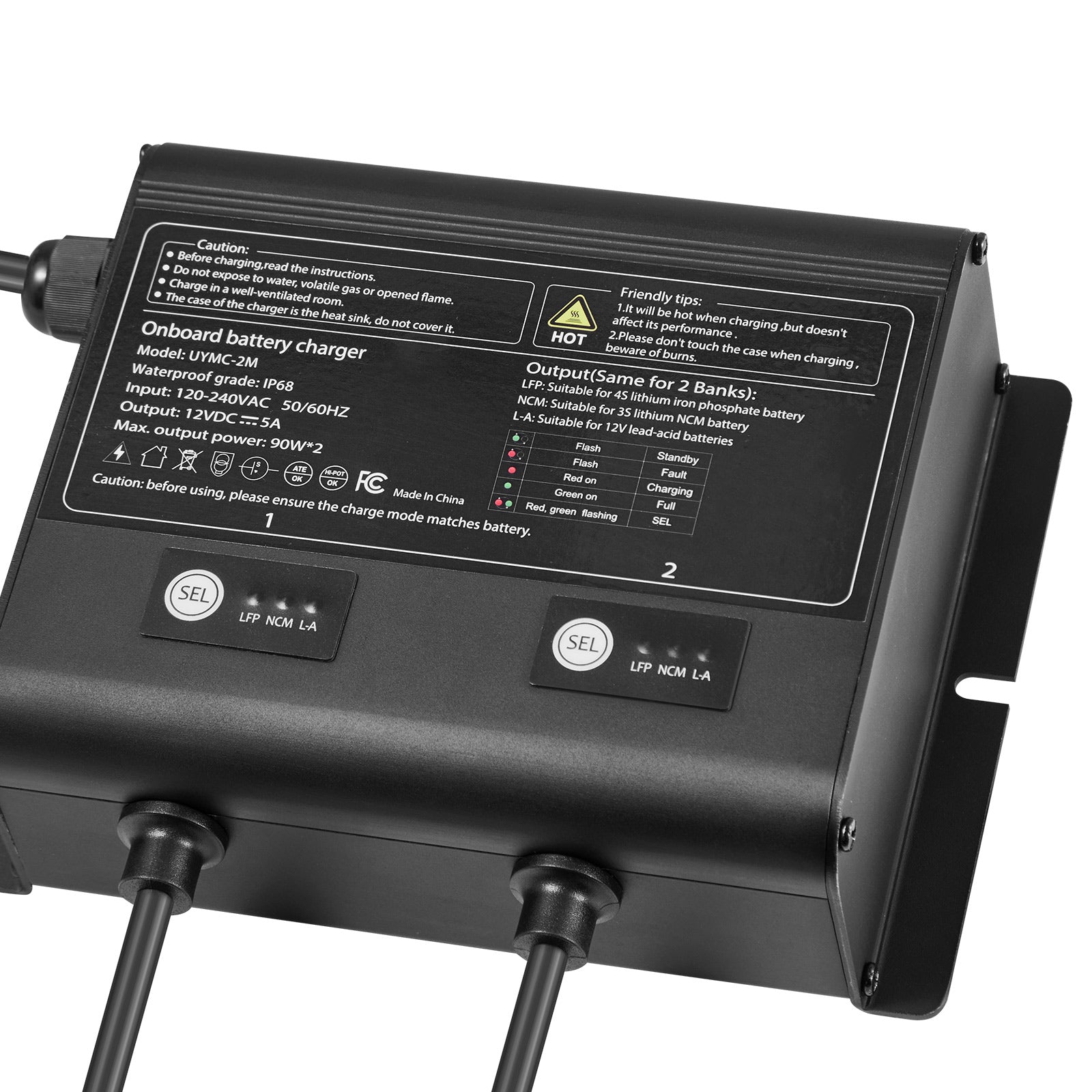 2-Bank 5A 12V Smart Marine Battery Charger Onboard IP68 Waterproof Boat RV Yacht
