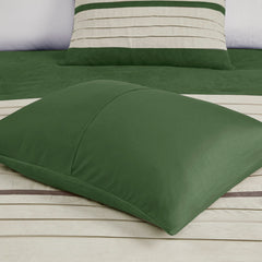 7 PC Pieced Faux Suede Comforter Set Green King