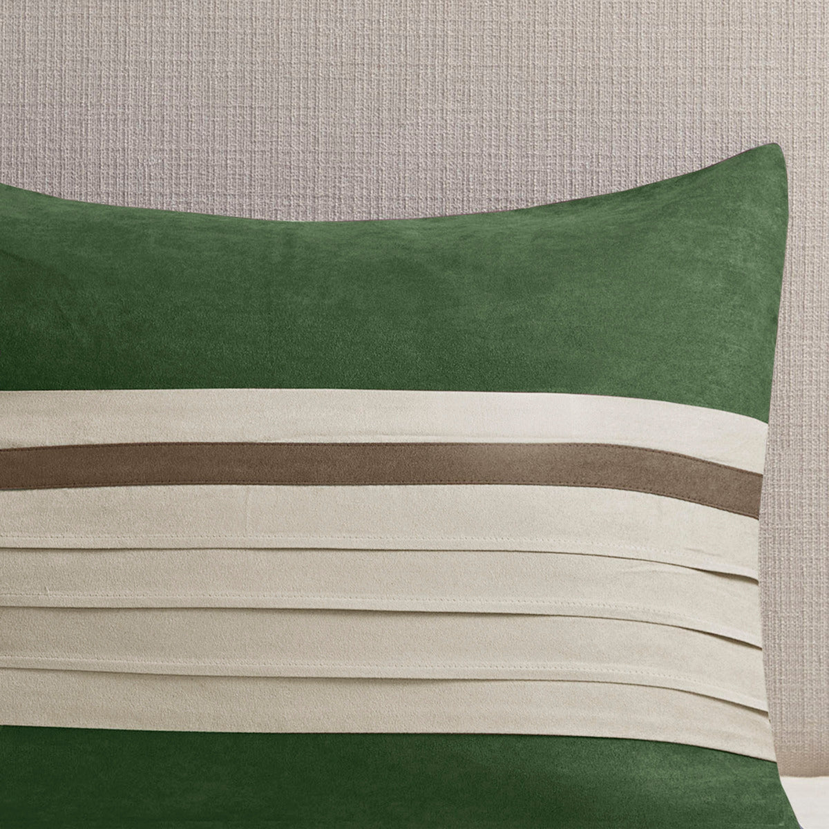 7 PC Pieced Faux Suede Comforter Set Green King