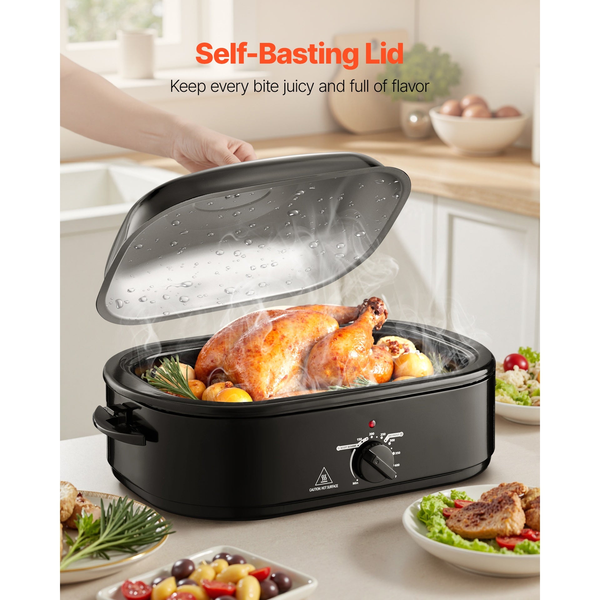Electric Roaster Oven 18QT Electric Turkey Roaster with Self-Basting Lid
